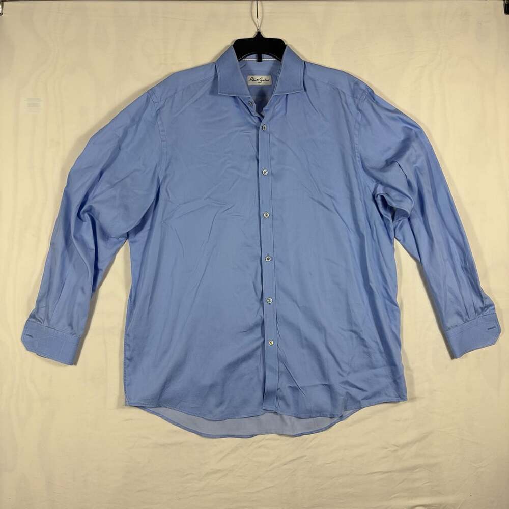 Robert Graham Long Sleeve Button Up Dress Shirt Size 17.5 Blue